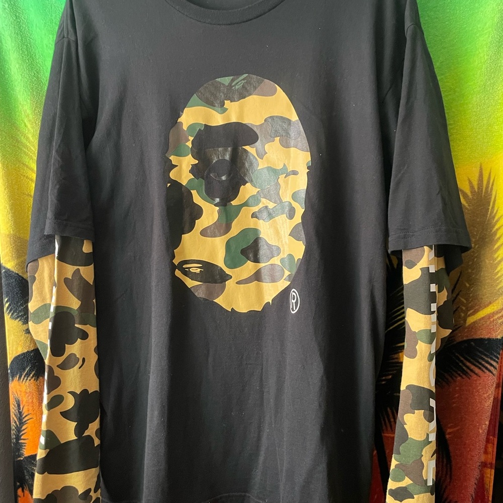 Bape Black and Camouflage Long Sleeve Tee